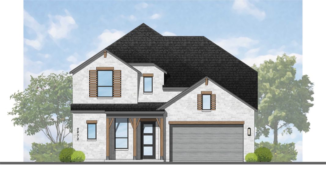 Representative rendering of the exterior for the Yorktown Plan by Highland Homes (Image 2).