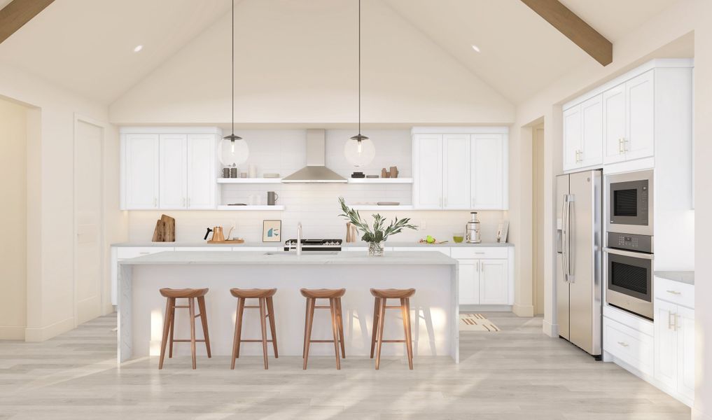 Kitchen with pendant lighting