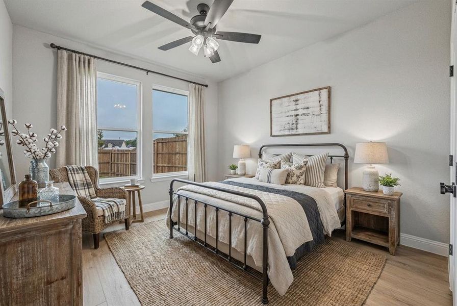 Virtually staged guest bedroom