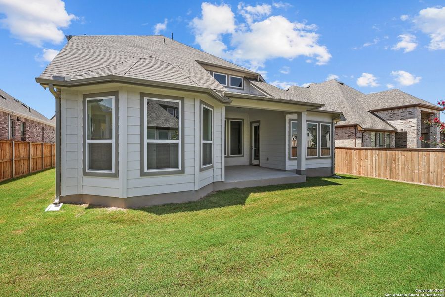 Front exterior of a new home in Mayfair 50', New Braunfels, TX, highlighting curb appeal (Image 17).