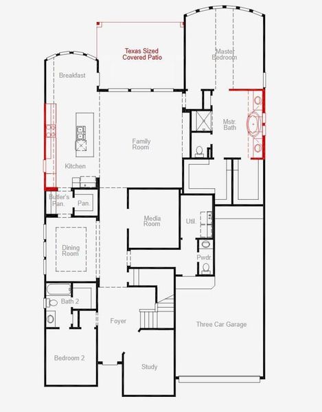 2D floor plan layout of this home in Bridgeland, Cypress, TX (Image 3).