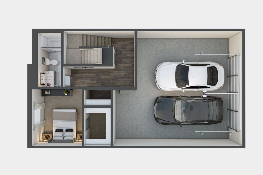 2D floor plan layout for the M by Tri Pointe Homes in Candelas Townhomes, Arvada, CO (Image 5).