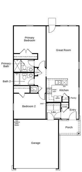 This floor plan features 2 bedrooms, 2 full baths, and over 1,000 square feet of living space.
