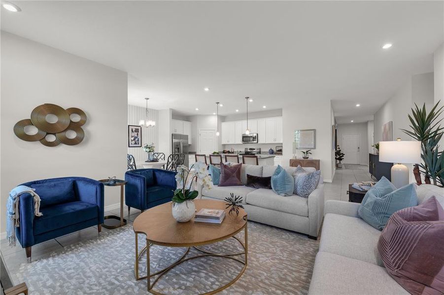 Furnished interior view inside a new home in Covered Bridge at Liberty Bluff, Haines City (Image 19). Furnished interior view inside a new home in Covered Bridge at Liberty Bluff, Haines City (Image 19).