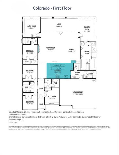 2D floor plan layout of this home in Villages of Hurricane Creek, Anna, TX (Image 3).