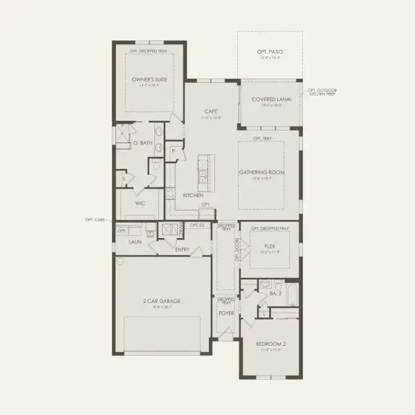2D floor plan layout for the Coral by Pulte Homes in Hilliard Isle, Kissimmee, FL (Image 4).