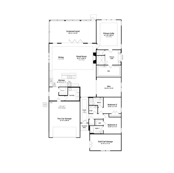 2D floor plan layout of this home in Cresswind at Rocky River, Locust, NC (Image 4).