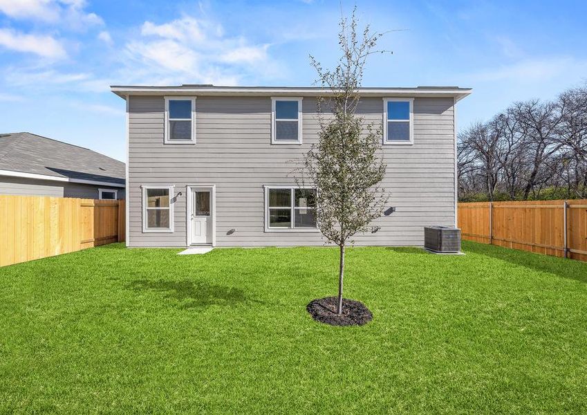 The back yard of the Cypress has a fully fenced-in back yard.