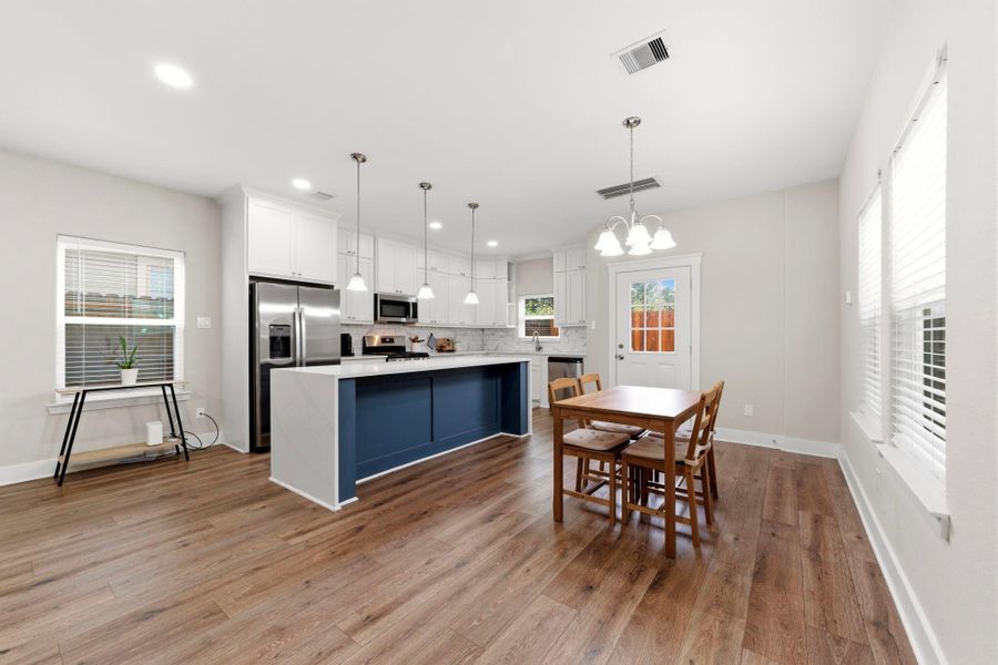 Bright Kitchen and Dining promotes a natural flow.