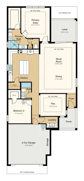2D floor plan layout of this home in Esplanade at Tradition, Port St. Lucie, FL (Image 2). 2D floor plan layout of this home in Esplanade at Tradition, Port St. Lucie, FL (Image 2).