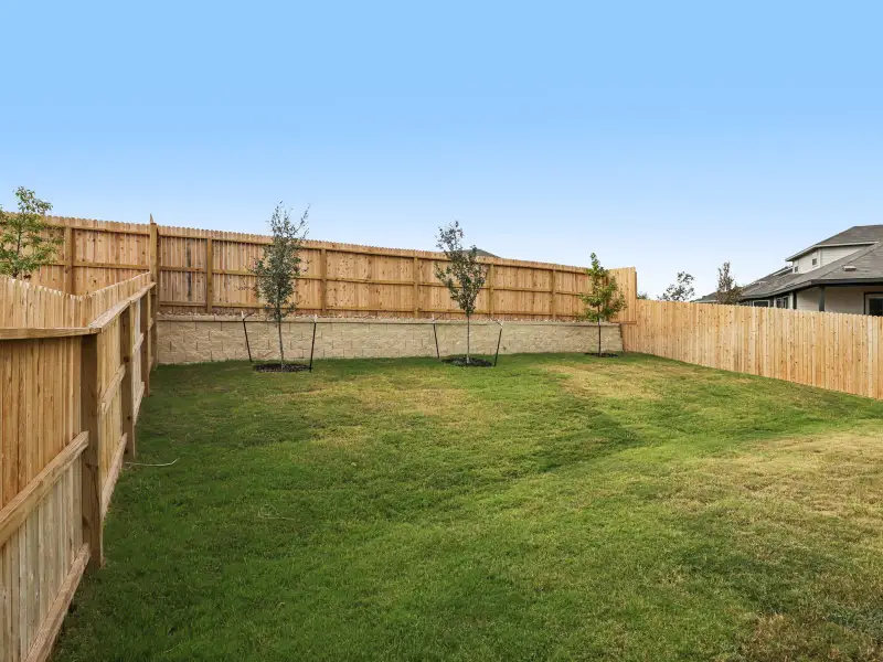Back yard of elevation C of a Briscoe in a Meritage Homes community. Back yard of elevation C of a Briscoe in a Meritage Homes community.