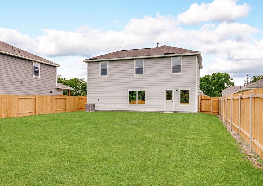 The back yard of the Cypress is fully fenced in. The back yard of the Cypress is fully fenced in.