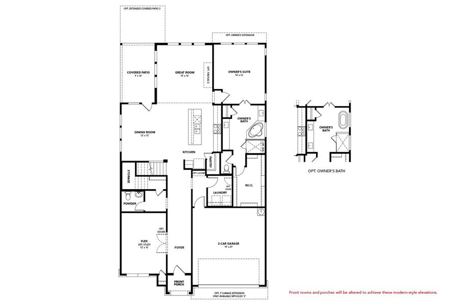 2D floor plan layout for the Elm by DRB Homes in Preserve at Lakeside Meadows, Pflugerville, TX (Image 3).