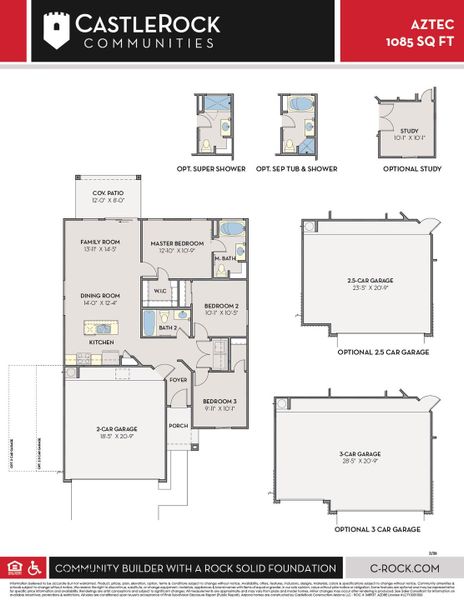 2D floor plan layout for the Aztec by CastleRock Communities in Rancho Santa Rosa, Maricopa, AZ (Image 3).