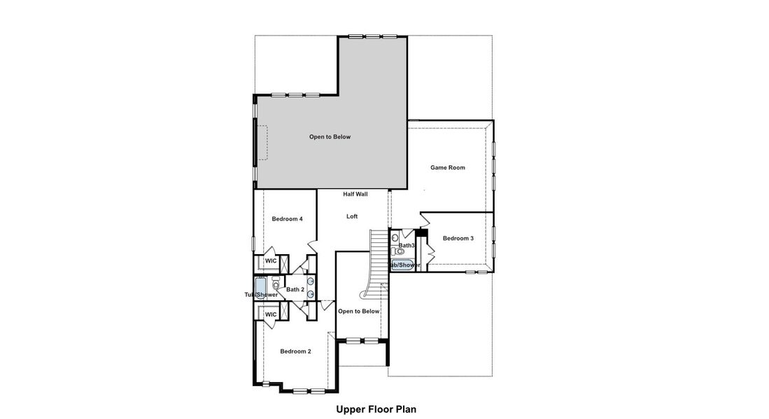 2D floor plan layout for the Kennedy II 5242 by GFO Home in Wellington, Haslet, TX (Image 4).
