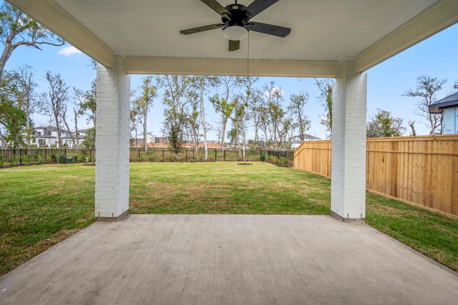Exterior details and patio area of a home in Sienna 70' Lots, Missouri City (Image 27). Exterior details and patio area of a home in Sienna 70' Lots, Missouri City (Image 27).