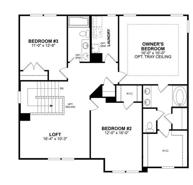2D floor plan layout for the Findlay II by M/I Homes in Canterbury Station, Wingate, NC (Image 4).