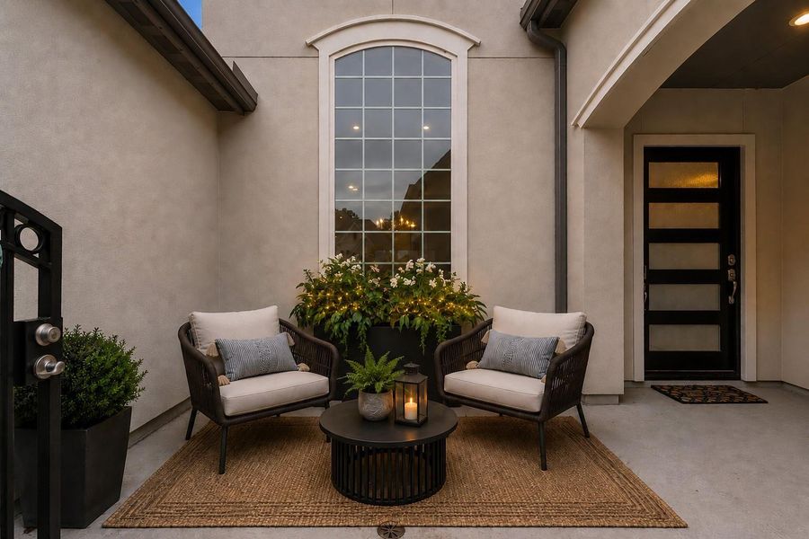Virtual staging of the charming and welcoming front porch.