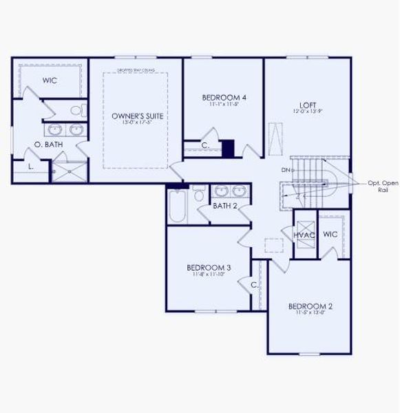 2D floor plan layout of this home in Hamilton Place, Cartersville, GA (Image 3).