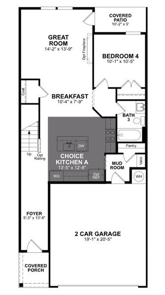 2D floor plan layout of this home in Friendship Village Townhomes, Apex, NC (Image 3).