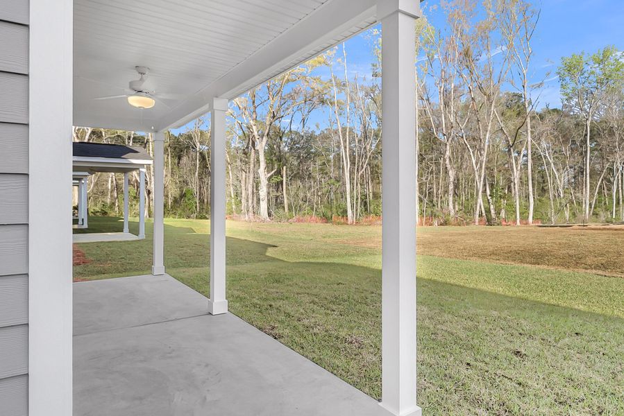 Exterior details and patio area of a home in Central Creek, Goose Creek (Image 29).