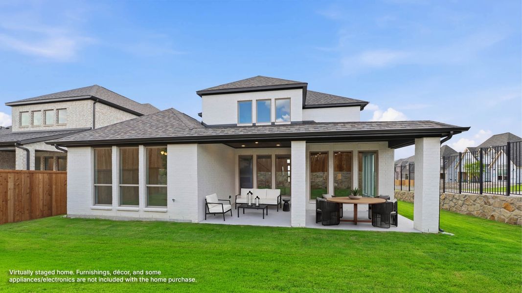Exterior details and patio area of a home in The Heights at Uptown Celina, Celina (Image 3).
