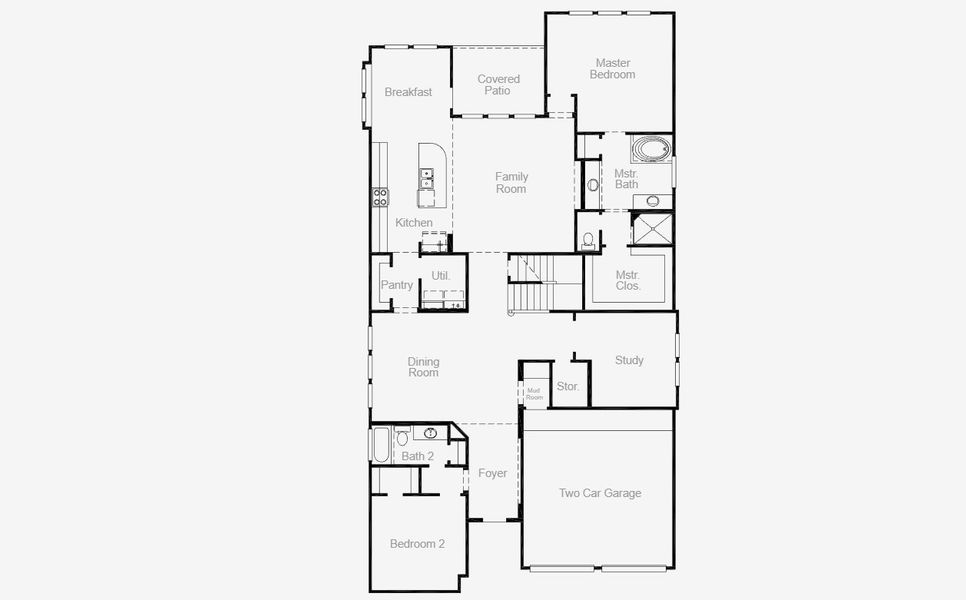 2D floor plan layout for the Goodlow by Coventry Homes in Pecan Square 50', Northlake, TX (Image 3).