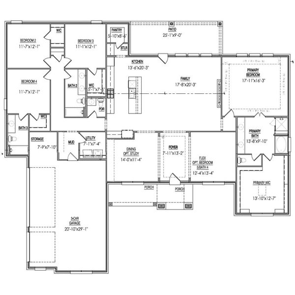 2D floor plan layout for the The Meadowbrook by Lillian Custom Homes in The Arbors Midlothian, Midlothian, TX (Image 5).