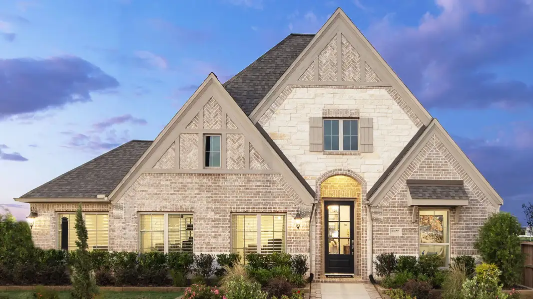 Front exterior of a new home in Silo Mills, Cleburne, TX, highlighting curb appeal (Image 30). Front exterior of a new home in Silo Mills, Cleburne, TX, highlighting curb appeal (Image 30).