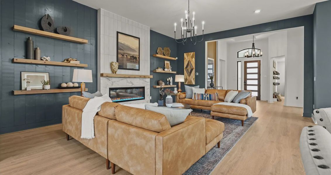Representative furnished interior of a home built from the Orion by Chesmar Homes in Sunfield, Seguin (Image 5).