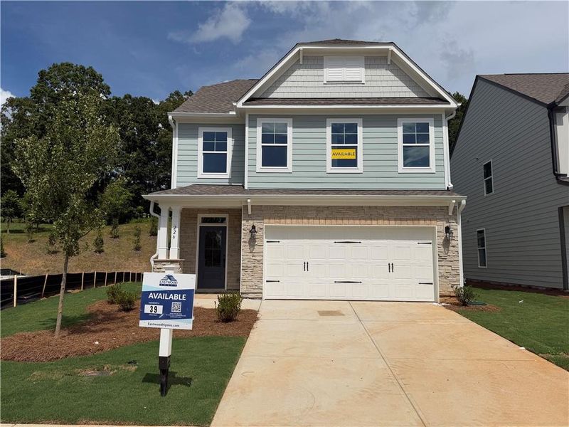 Front exterior of a new home in Villas at Dawsonville, Dawsonville, GA, highlighting curb appeal (Image 25).