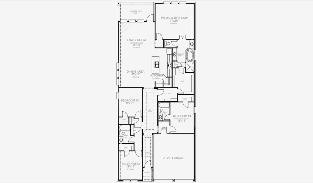 2D floor plan layout for the 2180W by Perry Homes in Lakes of Cane Island, Katy, TX (Image 3).