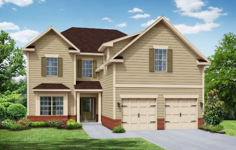Representative exterior photo of a completed home built from the The Thorton by Stephen Elliott Homes in Savannah Walk, College Park, GA (Image 1). Representative exterior photo of a completed home built from the The Thorton by Stephen Elliott Homes in Savannah Walk, College Park, GA (Image 1).