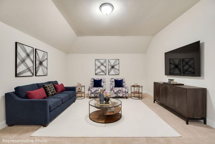 Representative furnished interior of a home built from the Fenestra by Grand Homes in Edgewater, Fate (Image 18). Representative furnished interior of a home built from the Fenestra by Grand Homes in Edgewater, Fate (Image 18).