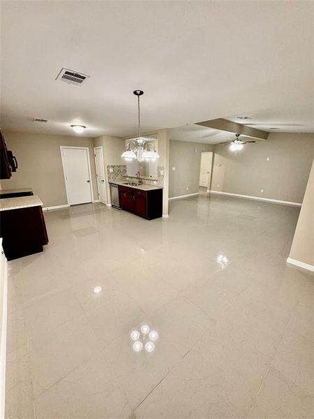 Breakfast area, kitchen and living room