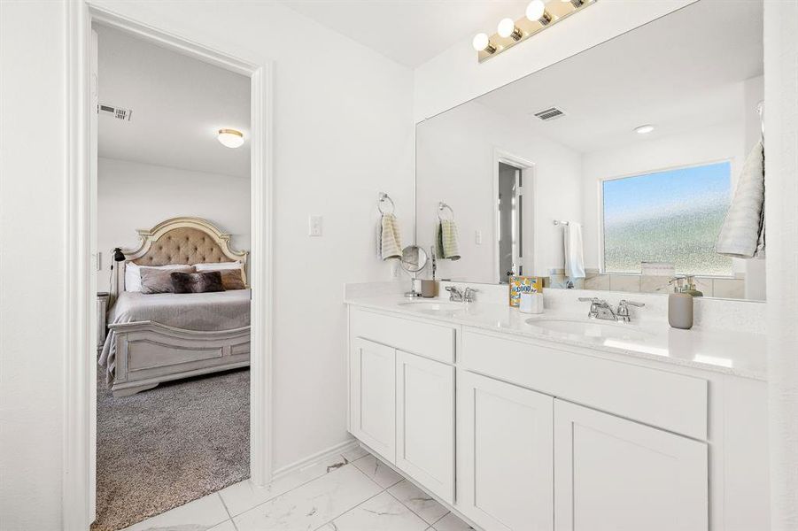 Primary bathroom with double sinks