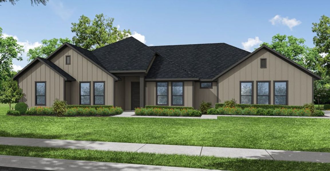 Front exterior of a new home in Estates of Palmer, Palmer, TX, highlighting curb appeal (Image 1).
