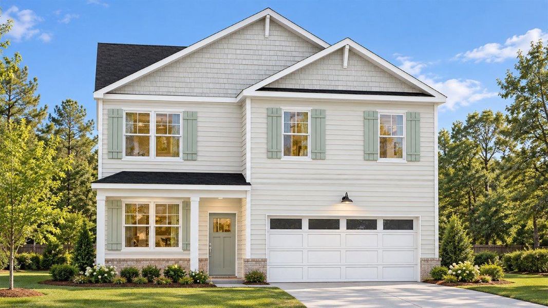 Representative exterior photo of a completed home built from the Belhaven by D.R. Horton in Fairhaven, Statesboro, GA (Image 1). Representative exterior photo of a completed home built from the Belhaven by D.R. Horton in Fairhaven, Statesboro, GA (Image 1).