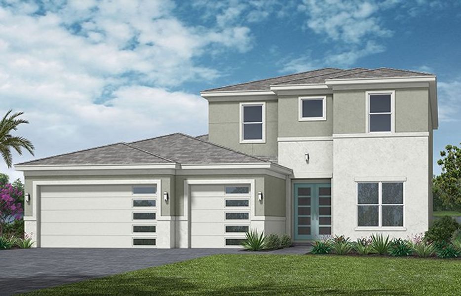 Representative exterior photo of a completed home built from the Tanager Grand by Minto Communities in Westlake, Loxahatchee, FL (Image 5).