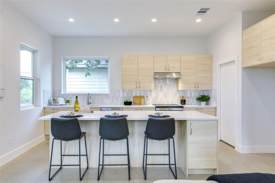 Kitchen is open to the family room.