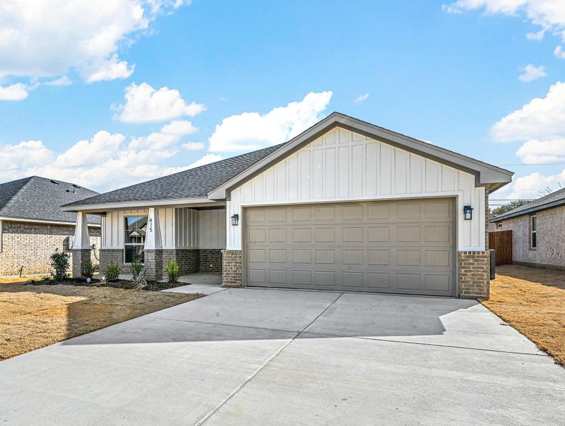 Representative exterior photo of a completed home built from the Cambria I by Cheldan Homes in Sunset Ridge, Keene, TX (Image 28). Representative exterior photo of a completed home built from the Cambria I by Cheldan Homes in Sunset Ridge, Keene, TX (Image 28).
