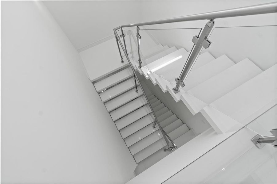 Staircase to rooftop lounge area Staircase to rooftop lounge area