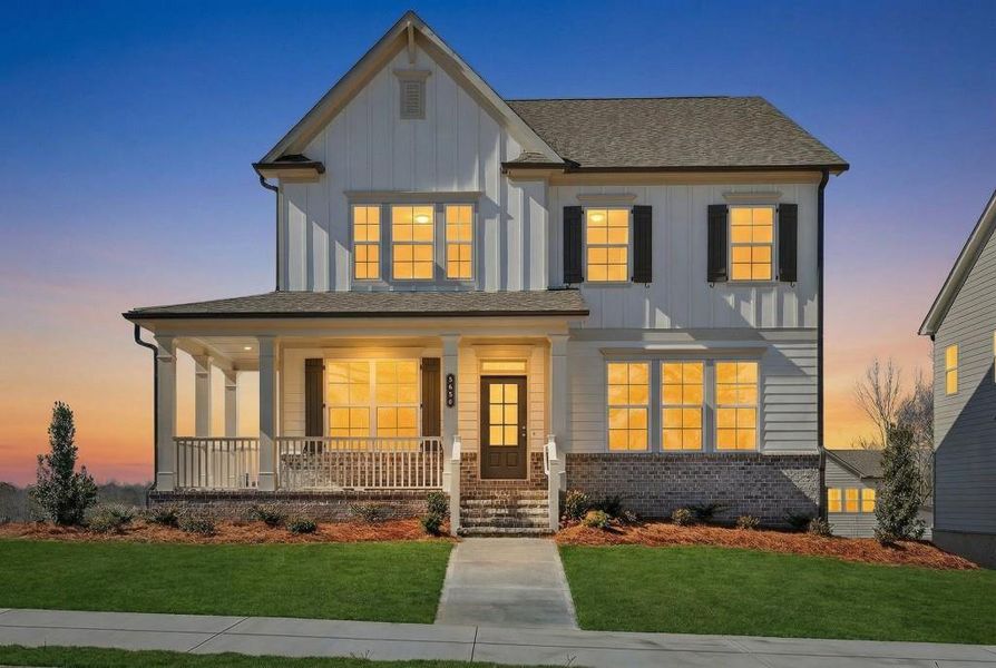 Front exterior of a new home in Hemingway, Flowery Branch, GA, highlighting curb appeal (Image 27).
