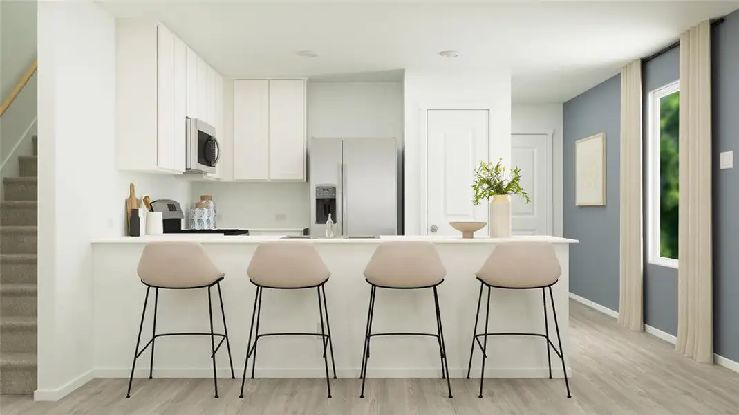 Furnished interior view inside a new home in Creekview: Fossil Ridge Cottage, Pilot Point (Image 12). Furnished interior view inside a new home in Creekview: Fossil Ridge Cottage, Pilot Point (Image 12).