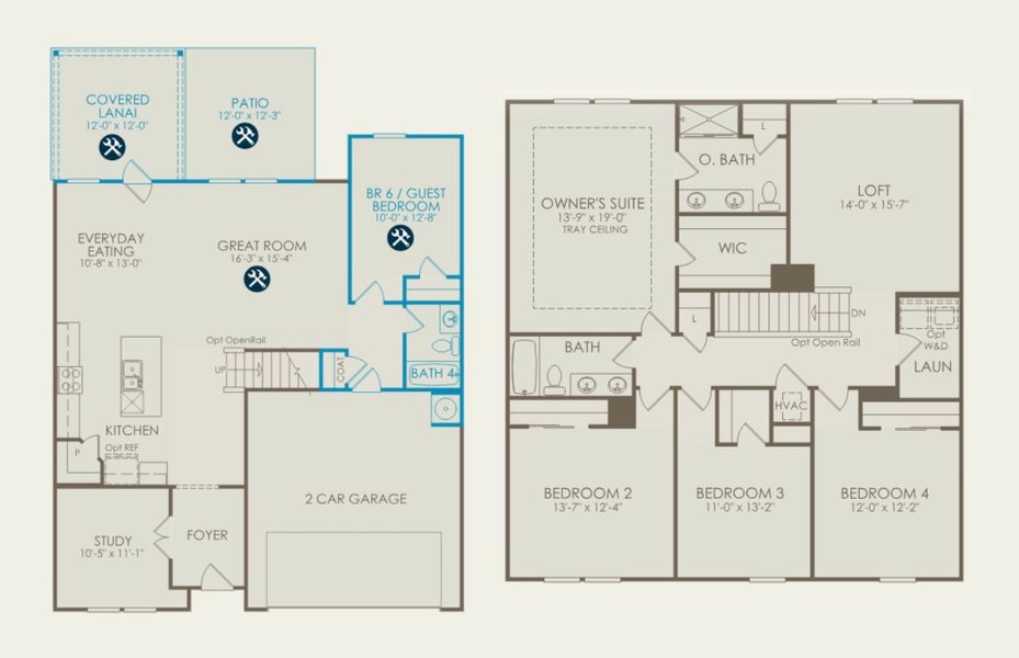 2D floor plan layout of this home in Monroe Preserve, Chapin, SC (Image 5).