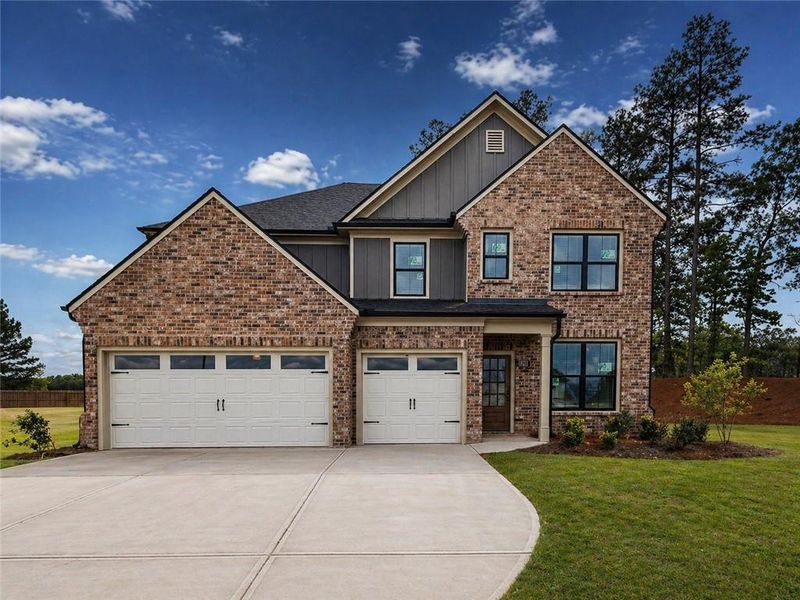 Front exterior of a new home in , Lawrenceville, GA, highlighting curb appeal (Image 1). Front exterior of a new home in , Lawrenceville, GA, highlighting curb appeal (Image 1).