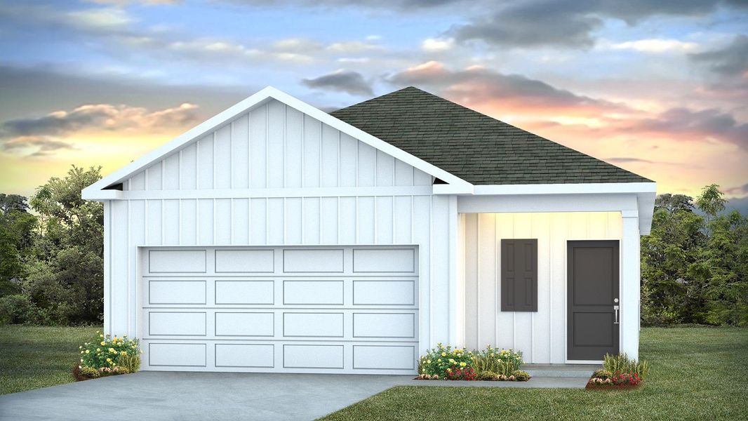 Front exterior of a new home in Hunter's Branch, Hopkins, SC, highlighting curb appeal (Image 1). Front exterior of a new home in Hunter's Branch, Hopkins, SC, highlighting curb appeal (Image 1).