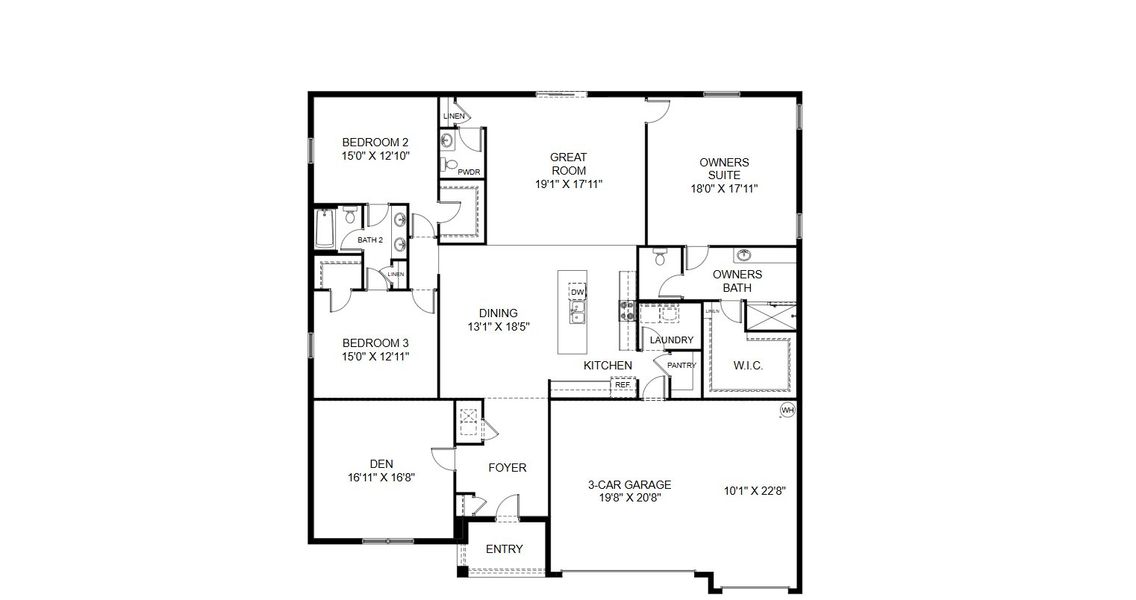 2D floor plan layout for the Naples by Holiday Builders in Lehigh Acres, Lehigh Acres, FL (Image 3). 2D floor plan layout for the Naples by Holiday Builders in Lehigh Acres, Lehigh Acres, FL (Image 3).