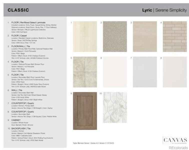 Design Selections.  Home is under construction and selections are subject to change.