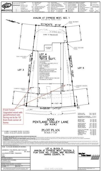 9306 Pentland Valley Lane - Plot Plan